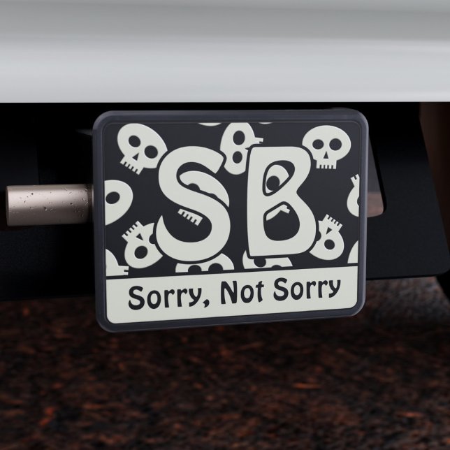 Patrón de cráneo divertido no lamento la cubierta  (A fun hitch cover to use when your Sorry (or not sorry) Just add your initials)