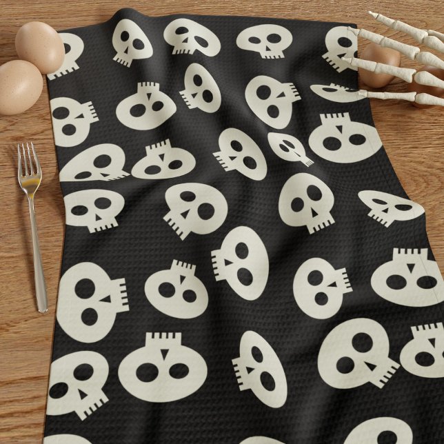 Patrón de cráneo lindo toalla de cocina de Hallowe (Cute skull pattern kitchen towel perfect for your Halloween Kitchen)