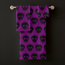Patrón de cráneo negro de Gótico estético morado