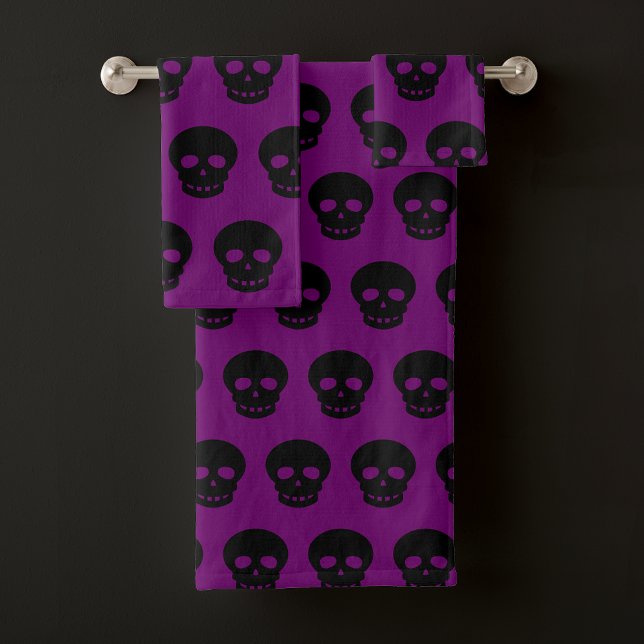 Patrón de cráneo negro de Gótico estético morado (Subido por el creador)