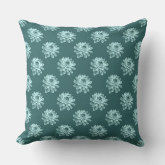Patrón de crisantemo - Cojín decorativo verde mosc