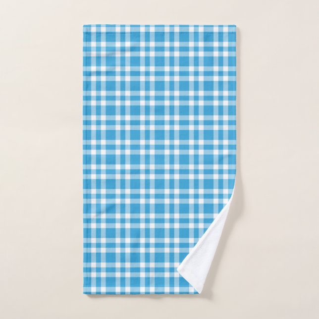 Patrón de Cuadro Azul Blanco (Toalla de mano)