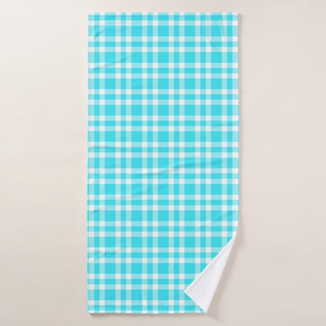 Patrón de Cuadros Azul Blanco (Toalla de baño)