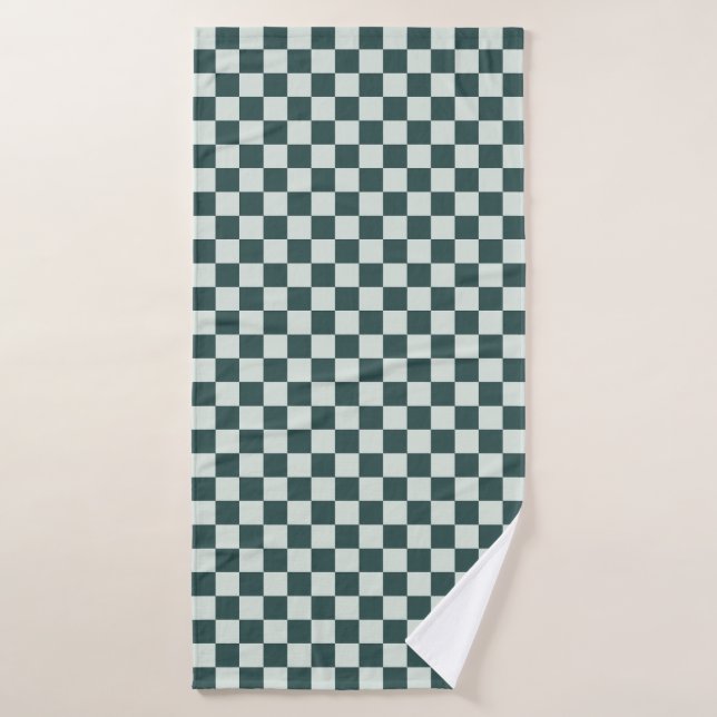 Patrón de cuadros de musgo verde bosque (Toalla de baño)