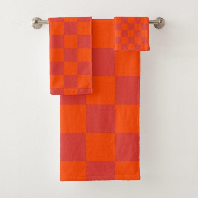 Patrón de cuadros gingham naranja rojo (In situ)