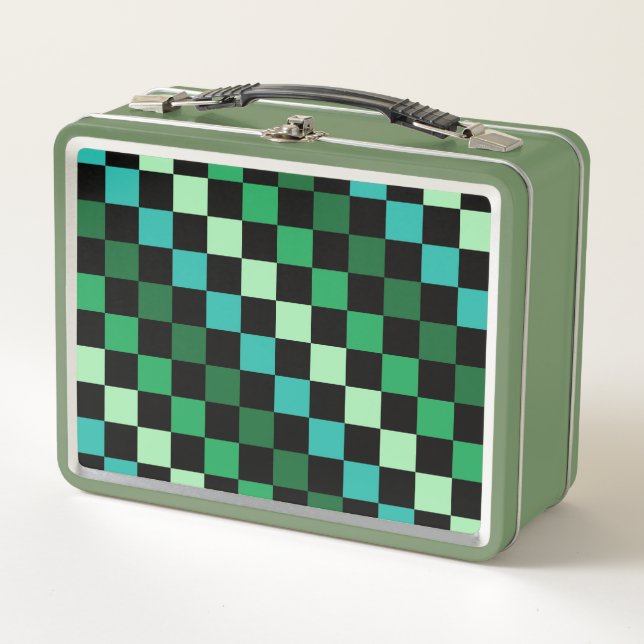 Patrón de cuadros gingham verde azul (Anverso)
