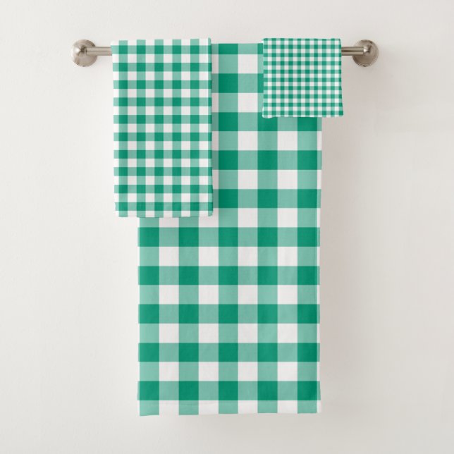 Patrón de cuadros gingham verde esmeralda moderno (In situ)