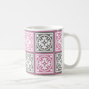 Patrón de cuadros rosados y grises tazas de café