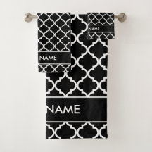 Patrón de cuatrefoil blanco y negro personalizado