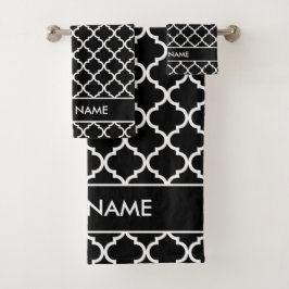 Patrón de cuatrefoil blanco y negro personalizado
