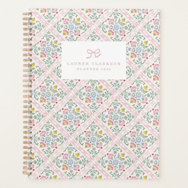 Patrón de cubierta de planificador floral folk pas (Anverso)