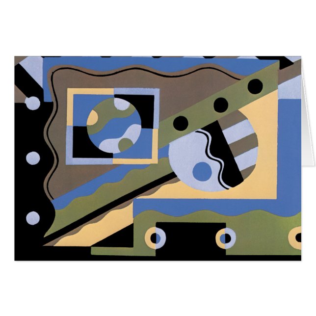 Patrón de Cubismo de Jazz de Pochoir de Arte Decor (Anverso (Horizontal))