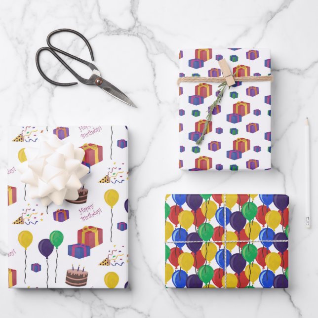 Patrón de cumpleañosConjunto de hojas planas de pa (Anverso)