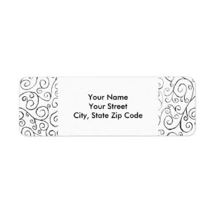 Patrón de curvado negro pintado a mano en etiqueta