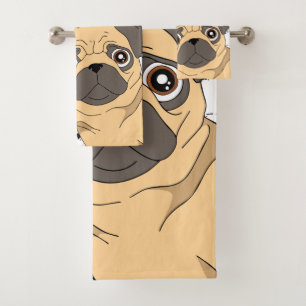 Patrón de cute Pug rayado