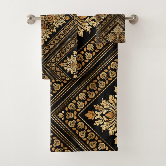 Patrón de Damasco de época oriental - Negro y oro (In situ)