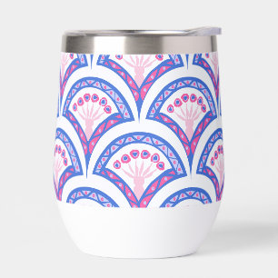 patrón de damasco floral azul