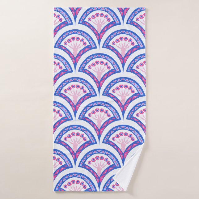 patrón de damasco floral azul (Toalla de baño)