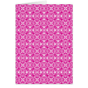 Patrón de Damasco medieval, magenta y blanco