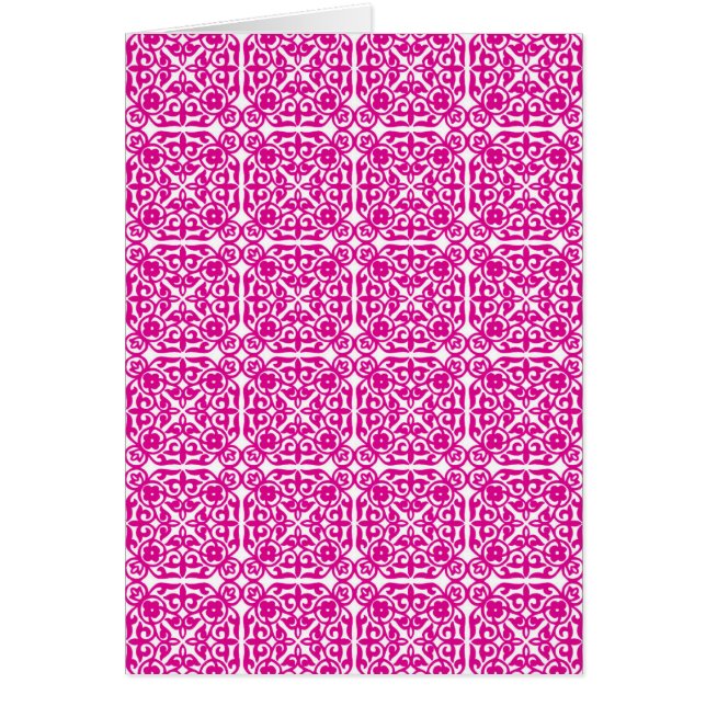 Patrón de Damasco medieval, magenta y blanco (Frente)