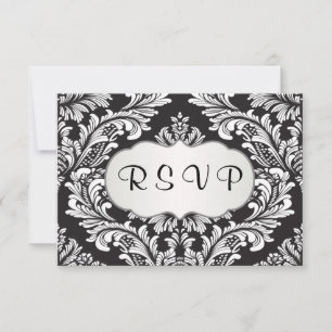 Patrón de damascos blancos flojos en RSVP negro