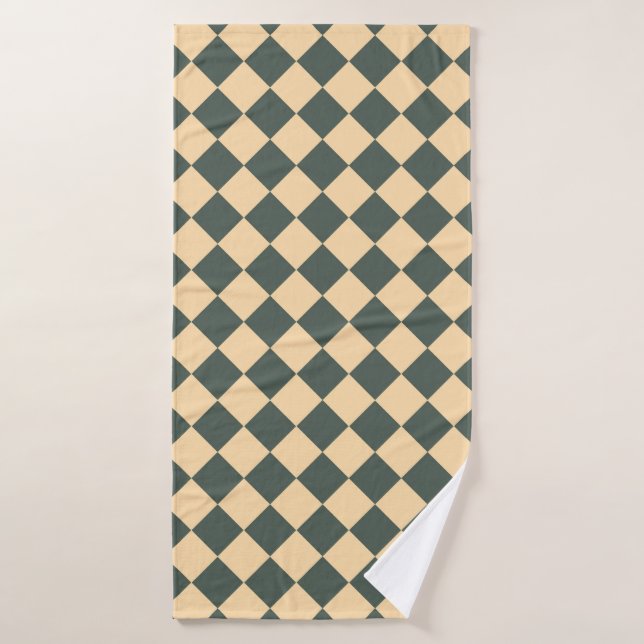 Patrón de diamante de cuadros verde amarillo (Toalla de baño)