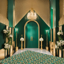 Patrón de diamante de lujo Esmeralda Rug de oro 12