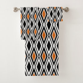 Patrón de diamante moderno negro blanco naranja