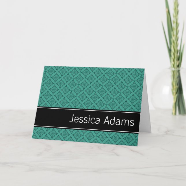 Patrón de diamantes verde azulados personalizado (Anverso)