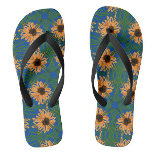 Patrón de dibujo de girasoles de verano Chanclas a