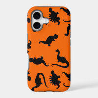 Patrón de dinosaurio lindo en naranja