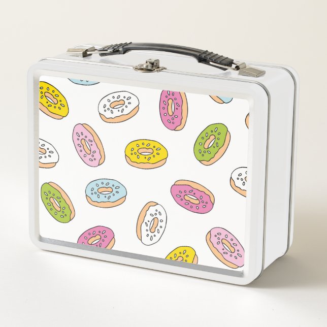 Patrón de donuts Doodle, diseño sin fisuras. (Anverso)