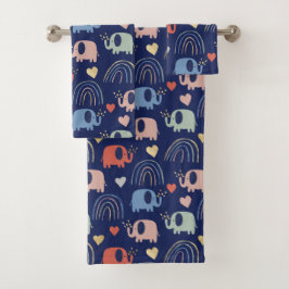 Patrón de elefante azul de la Marina Cute Boho