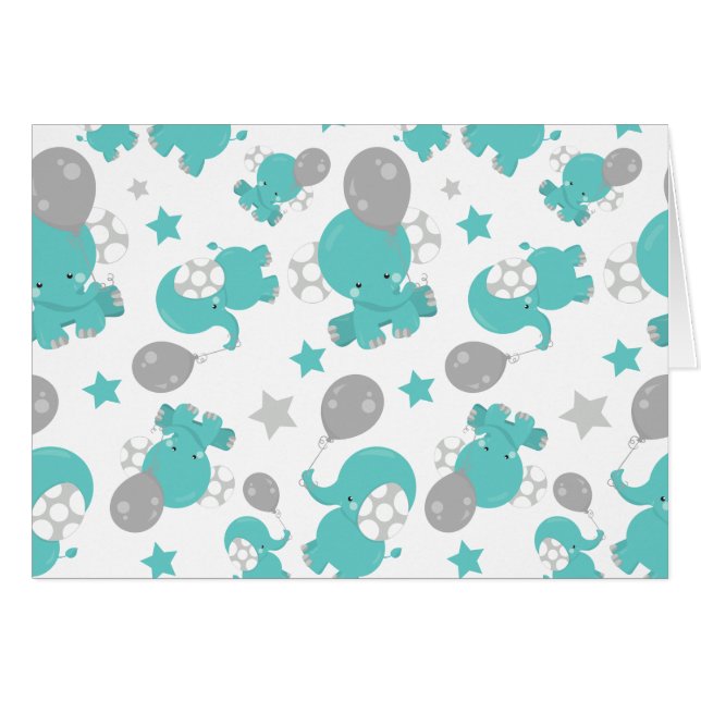 Patrón De Elefantes Azules, Elefantes Cutetos, Est (Anverso (Horizontal))