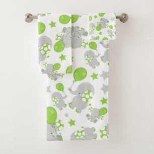 Patrón de Elefantes, Elefantes Cutos - Gris Verde