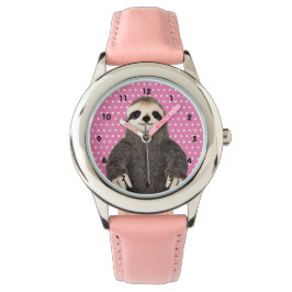 Patrón de eslogan suave reloj rosa de un niño anim
