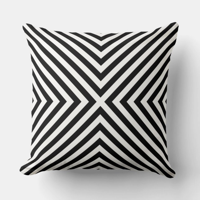 Patrón De Esquina Blanco Y Negro - Cojín decorativ (Anverso)