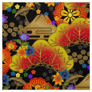 patrón de estilo de tela kimono japonés sobre negr