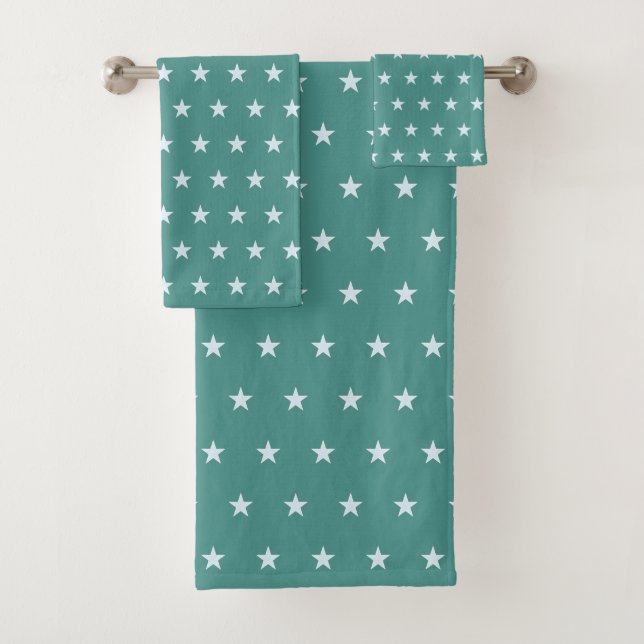 Patrón de Estrella Azul Claro sobre Azul Teal (In situ)