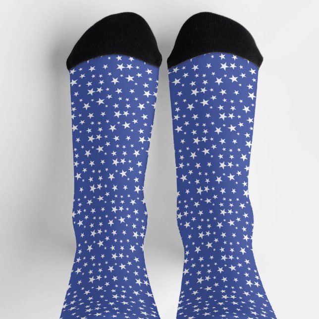 Patrón de Estrella Blanca en Calcetines Azules (Arriba)
