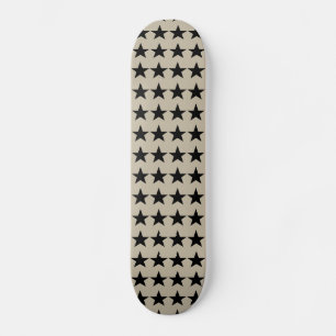 Patrón de Estrellas Beige y Negro Skateboard