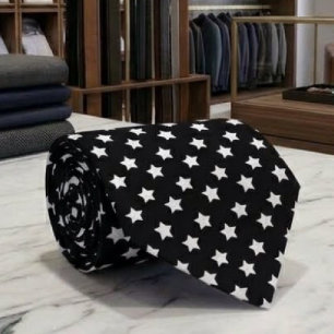 Patrón de Estrellas Blancas en Corbata de Color Ne