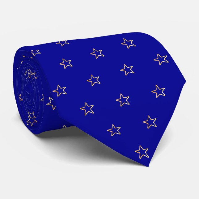 Patrón de estrellas brillantes en corbata azul rea (Enrollado)