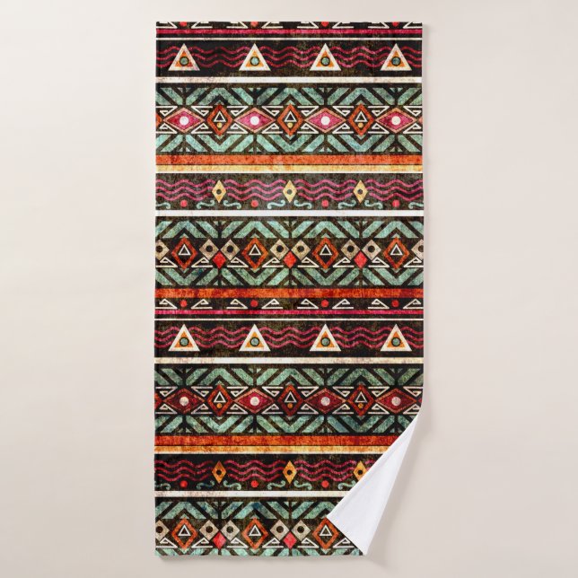 Patrón de etno tribal grunge en estilo retro (Toalla de baño)