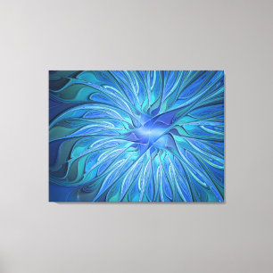 Patrón de fantasía de flor azul, arte fractal abst