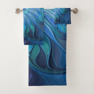 Patrón de fantasía de flor azul, arte fractal abst