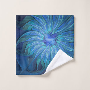 Patrón de fantasía de flor azul, arte fractal abst