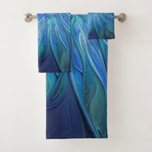 Patrón de fantasía de flor azul, arte fractal abst