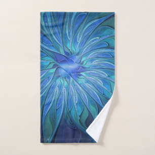 Patrón de fantasía de flor azul, arte fractal abst