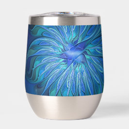 Patrón de fantasía de flor azul, arte fractal abst